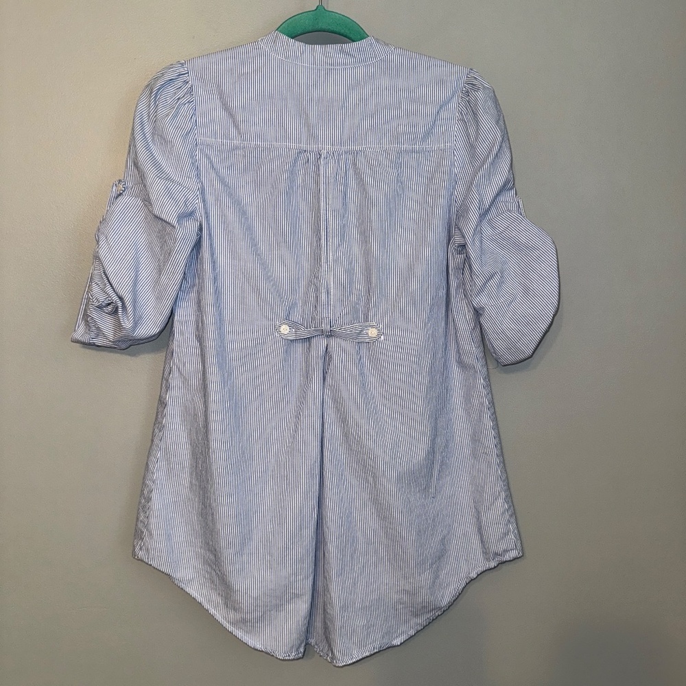 EUC Anthropologie Odille Seersucker Button Front Adjustable Sleeve Top Size 2 - Picture 6 of 7